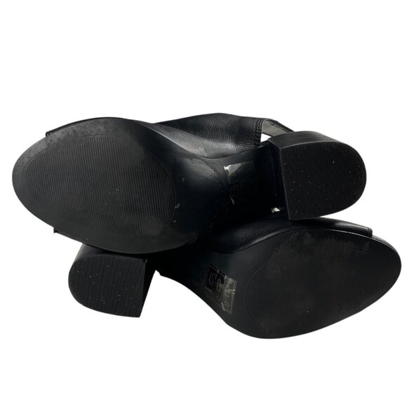 Aldo Black Leather Upper Open Toe Open Heel Booties Zipper Detail Size 7.5 - Picture 11 of 16